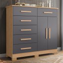 Ver imagem 2 de Cômoda para Quarto 2 Portas 124cm Ester A02 Freijó/titanium - Mpozenato
