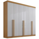 Ver imagem 1 de Guarda-Roupa 6 Portas Milano 2,20 m 8 Gavetas Cinamomo/Off White – D'Doro Móveis