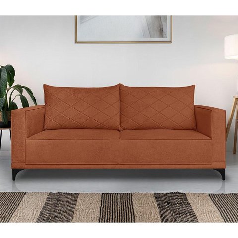 Sofá Living 2 Lugares 1,80m Horus Bouclê Pés de Aço - Pallazio Cor:Terracota