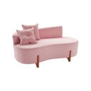 Ver imagem 3 de Conjunto 01 Poltrona + Sofá Curvo Orgânico Veludo Rosê  - Montanaris Decor