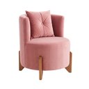Ver imagem 4 de Conjunto 01 Poltrona + Sofá Curvo Orgânico Veludo Rosê  - Montanaris Decor