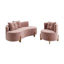 Ver imagem 2 de Conjunto 01 Poltrona + Sofá Curvo Orgânico Veludo Rosê  - Montanaris Decor