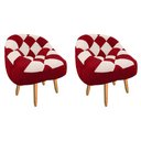 Ver imagem 1 de Kit 02 Poltrona Paloma Escritório Sala Pé Palito Suede Vermelho e Suede Bege - Dominic Decor