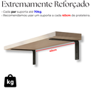 Ver imagem 6 de 8 Suportes L 40cm Mão Francesa Embutida para Prateleira Cantoneira Aço Resistente Preto