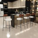Ver imagem 2 de Kit 06 Banquetas Baixa Cozinha Sala Jantar Bancada Milão L02 Couríssimo Marrom Champagne - lyam deco
