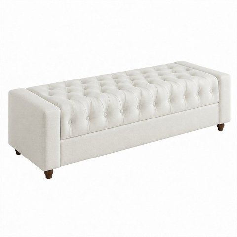 Puff Baú Calçadeira 140cm Heste Facto Off White - Sallar Home