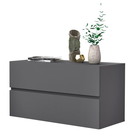 Mesa de Cabeceira Eros 60cm Parede Suspenso 2 Gavetas  