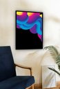 Ver imagem 1 de Quadro Decorativo Abstrato Ondulações Azul Preto - 70x50cm:moldura Preta