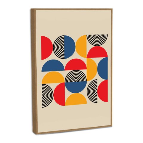 Quadro Decorativo Bauhaus Abstrato Moderno com Moldura Filete
