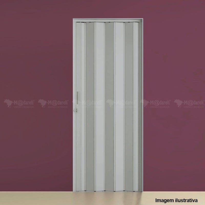 Porta Sanfonada Pvc 210 X 96 Cm - Plasflex - Cinza Claro - 3