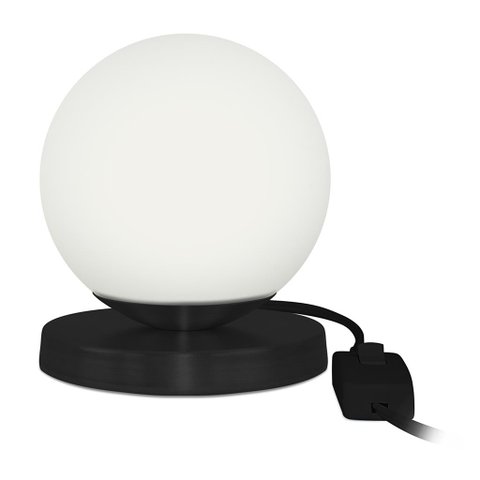 Luminária Abajur de mesa Globo Orby Preto Base Redonda