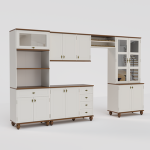 Cozinha Compacta Retrô 5 Peças Off White/nogueira
