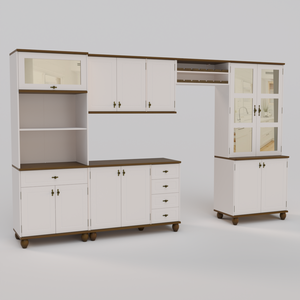Cozinha Compacta Retrô 5 Peças Off White/nogueira