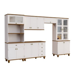 Cozinha Compacta Retrô 5 Peças Off White/nogueira