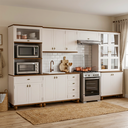 Ver imagem 2 de Cozinha Compacta Retrô 5 Peças Off White/nogueira