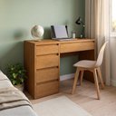 Ver imagem 1 de Mesa Escrivaninha Home Office 100% MDF com 5 Gavetas e Corrediças Telescópicas 136x81x45cm
