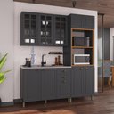 Ver imagem 1 de Armário de Cozinha Modulada Compacta Fidelitá Nara 100% MDF 3 Peças 190cm 10 Portas 2 Gavetas sem