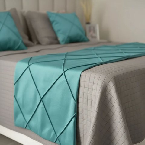Peseira Drapeada Veludo Luxo 2,90x0,50m Dupla Face cama king Tiffany