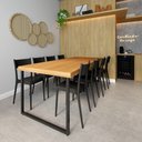 Ver imagem 1 de Conjunto Mesa Madeira Maciça Bernardo 2,20m Ferragem Preta com 8 Cadeiras Tramontina Preta