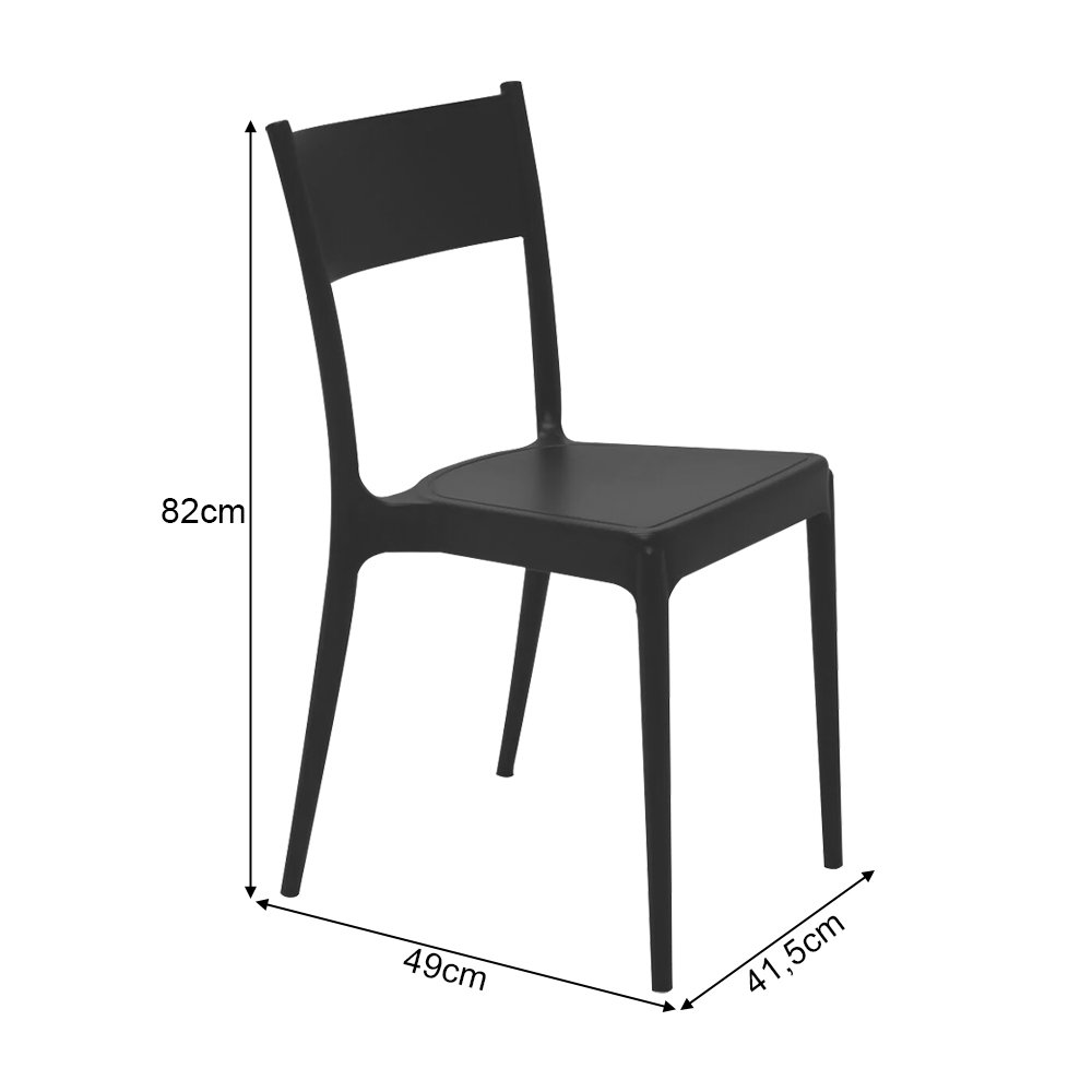 Conjunto Mesa Madeira Maciça Bernardo 2,20m Ferragem Preta com 8 Cadeiras Tramontina Preta - 6