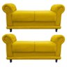 Kit 2 Sofá Retrô Barcelona Namoradeira Calçadeira Suede Amarelo - D'Rossi - 1