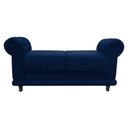 Ver imagem 3 de Kit 2 Sofá Retrô Barcelona Namoradeira Calçadeira Suede Azul Marinho - D'Rossi