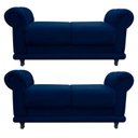 Ver imagem 1 de Kit 2 Sofá Retrô Barcelona Namoradeira Calçadeira Suede Azul Marinho - D'Rossi