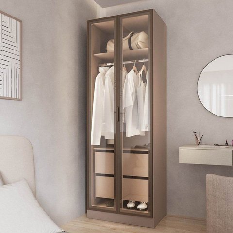 Guarda Roupa Planejado 100% MDF 2 Portas Reflecta Orion CabeCasa MadeiraOriginals Marrom/Mocha