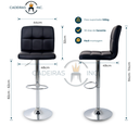 Ver mais imagens de Banqueta Alta de Cozinha Ilha Bancada Restaurante com Encosto Estofada Giratória Gomos Preta
