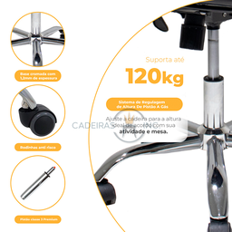 Cadeira de Escritório Ergonômica Simples Stripes Diretor Secretária com Regulagem Preta - 5