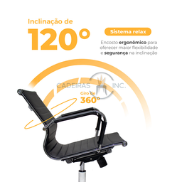 Cadeira de Escritório Ergonômica Simples Stripes Diretor Secretária com Regulagem Preta - 3