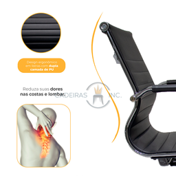 Cadeira de Escritório Ergonômica Simples Stripes Diretor Secretária com Regulagem Preta - 4