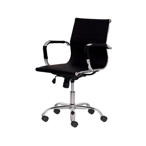 Cadeira de Escritório Ergonômica Simples Stripes Diretor Secretária com Regulagem Preta