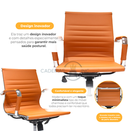 Cadeira de Escritório Simples Ergonômica Stripes Diretor Secretária com Regulagem Caramelo - 2