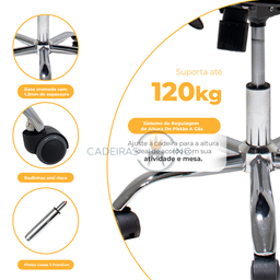Cadeira de Escritório Simples Ergonômica Stripes Diretor Secretária com Regulagem Caramelo - 5