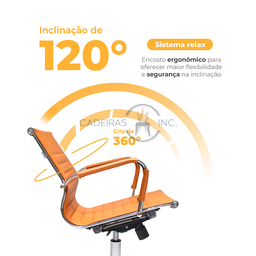 Cadeira de Escritório Simples Ergonômica Stripes Diretor Secretária com Regulagem Caramelo - 3