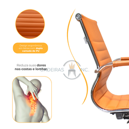 Cadeira de Escritório Simples Ergonômica Stripes Diretor Secretária com Regulagem Caramelo - 4