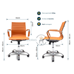 Cadeira de Escritório Simples Ergonômica Stripes Diretor Secretária com Regulagem Caramelo - 6