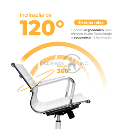 Cadeira de Escritório Ergonômica Simples Stripes Diretor Secretária com Regulagem Branca - 3