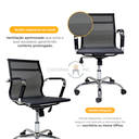 Ver imagem 3 de Cadeira de Escritório Simples com Regulagem Tela Mesh Diretor Preta