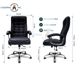 Cadeira de Escritório Presidente Ergonômica Big com 42 Molas Ensacadas Monique Relax Preta - 7