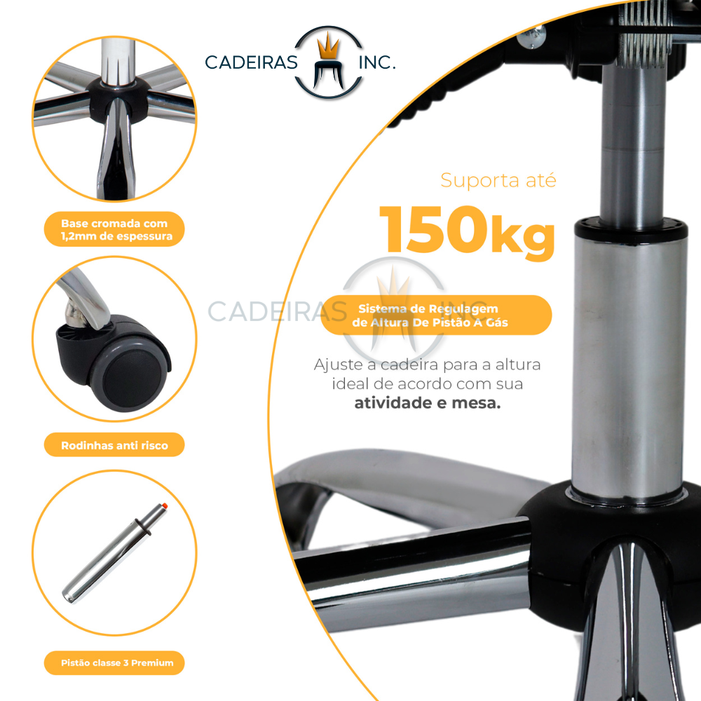 Cadeira de Escritório Presidente Ergonômica Big com 42 Molas Ensacadas Monique Relax Preta - 6