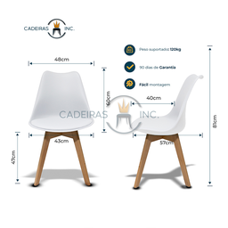 Cadeira de Jantar Cozinha Estofada Saarinen Design Base Madeira Branca - 7