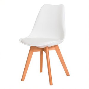 Cadeira de Jantar Cozinha Estofada Saarinen Design Base Madeira Branca