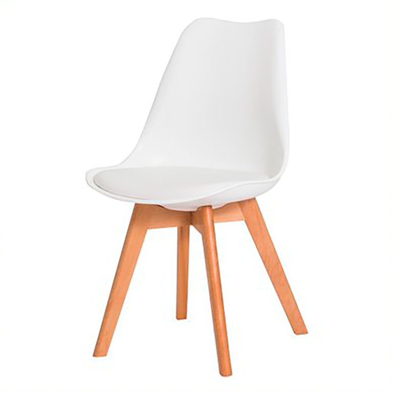 Cadeira de Jantar Cozinha Estofada Saarinen Design Base Madeira Branca