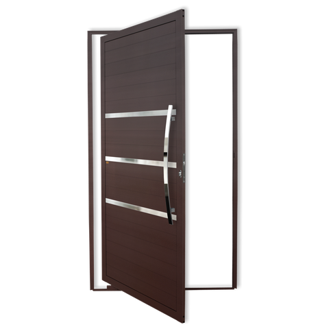 Porta Pivotante Alumínio Lambril Evolution c/Puxador D.Marrom Corten 120 Brimak