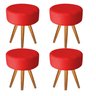 Kit 04 Puff Puf Banqueta Redondo Decorativo Para Sala de Estar Recepção Corino Vermelho - - 1