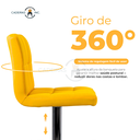 Ver imagem 3 de Banqueta Alta de Cozinha Ilha Bancada Gourmet Restaurante com Encosto Giratória Gomos Amarela