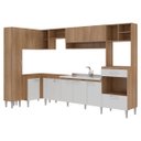 Ver imagem 2 de Cozinha de Canto Modulada Inova 292/120Cm Balcão Pia Cooktop Armário MDP Carvalho Branco - ClickLar