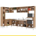 Ver imagem 3 de Cozinha de Canto Modulada Inova 292/120Cm Balcão Pia Cooktop Armário MDP Carvalho Branco - ClickLar